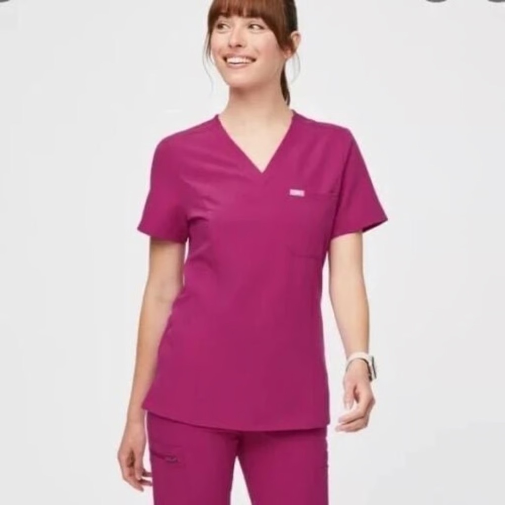 Figs Catarina Scrub Top in Raspberry Sorbet